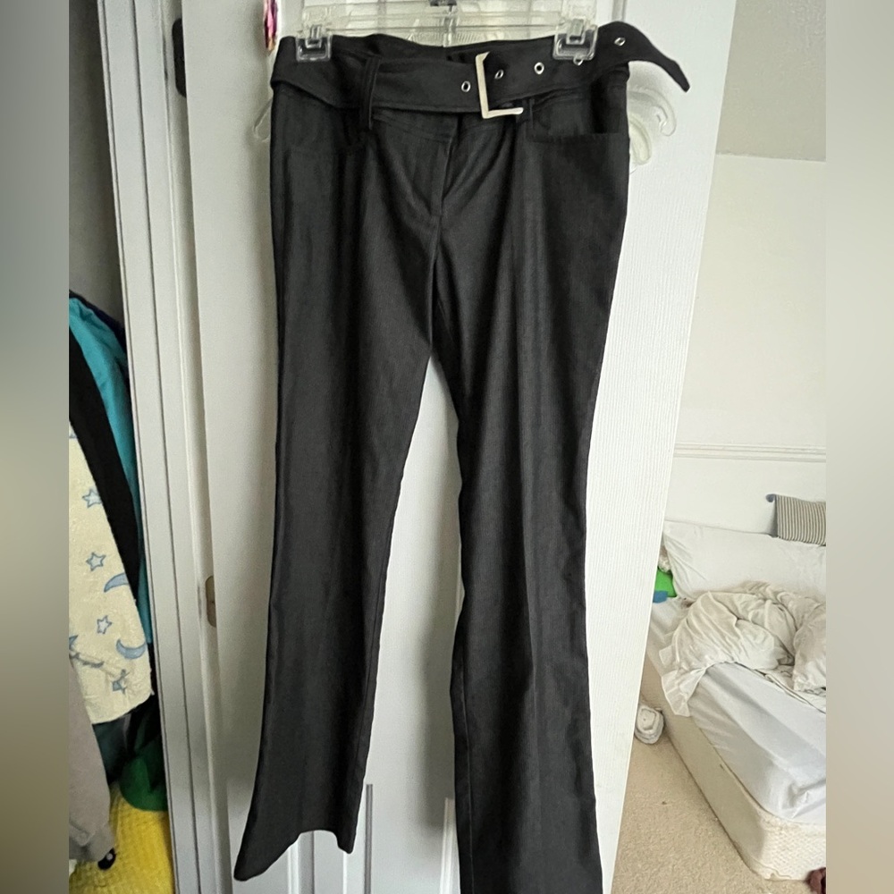 guess dark gray fitted flat office siren dress pants with belt